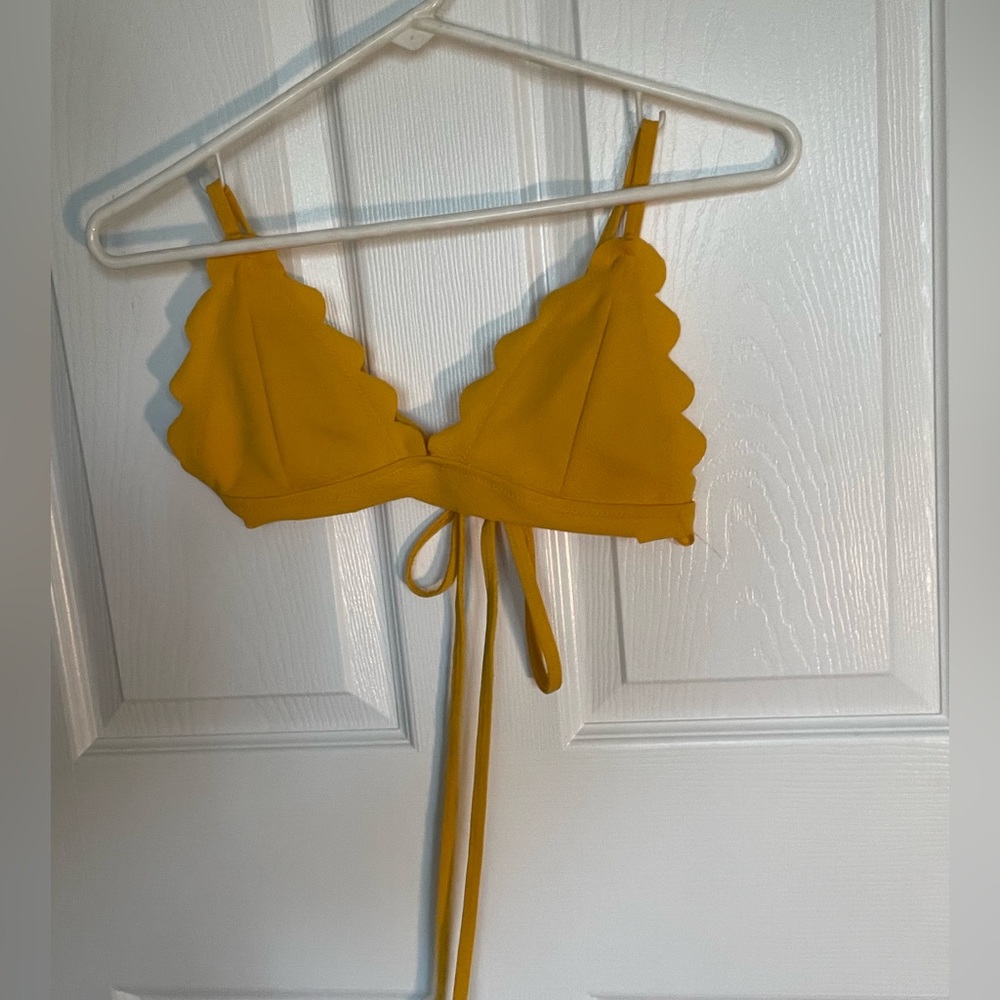 Yellow tie bikini top